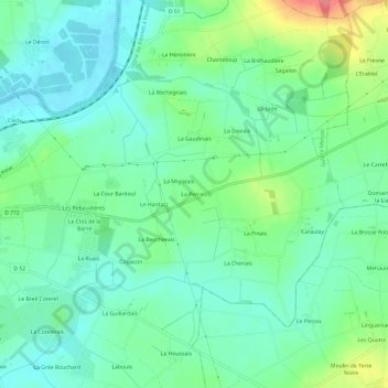 La Perrais topographic map, elevation, terrain