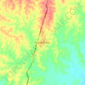 Pueblo Nuevo topographic map, elevation, terrain
