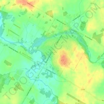 Wingham topographic map, elevation, terrain