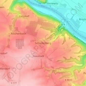 Scharfenberg topographic map, elevation, terrain