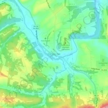 Shermans Dale topographic map, elevation, terrain