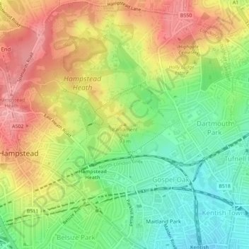 Parliament Hill topographic map, elevation, terrain
