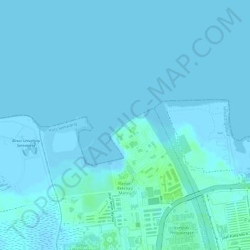 Pantai Marina topographic map, elevation, terrain