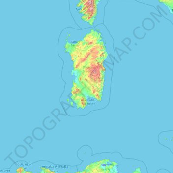 Sud Sardegna topographic map, elevation, terrain