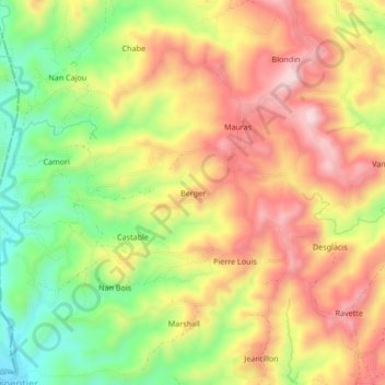 Berger topographic map, elevation, terrain