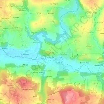 Kerigo topographic map, elevation, terrain