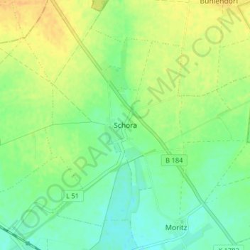 Schora topographic map, elevation, terrain