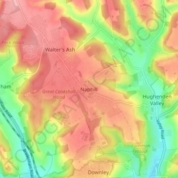 Naphill topographic map, elevation, terrain