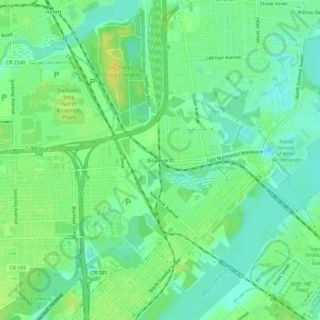 Boulevard topographic map, elevation, terrain