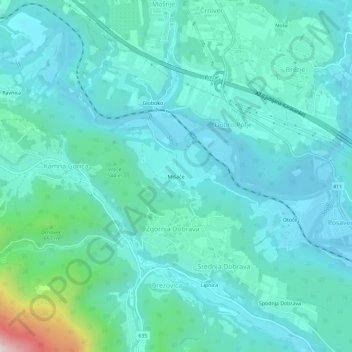 Mišače topographic map, elevation, terrain