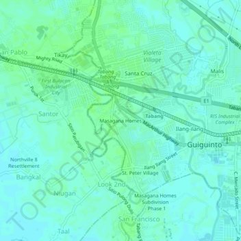 Masagana Homes topographic map, elevation, terrain