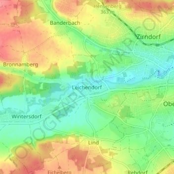 Leichendorf topographic map, elevation, terrain
