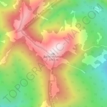 Baldy Mountain topographic map, elevation, terrain