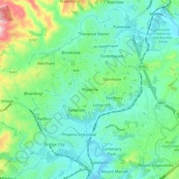 Phoenix topographic map, elevation, terrain
