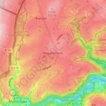 Imgenbroich topographic map, elevation, terrain