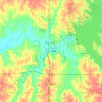 Smithville topographic map, elevation, terrain