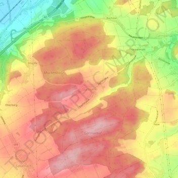 Lurtigen topographic map, elevation, terrain