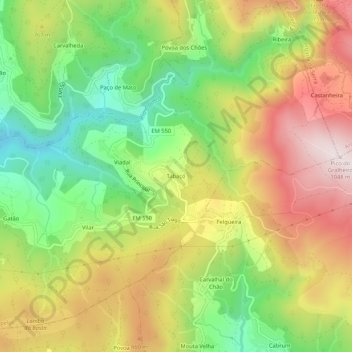 Tabaçó topographic map, elevation, terrain