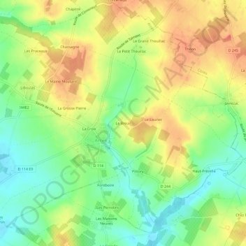 Le Breuil topographic map, elevation, terrain