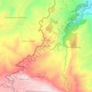 Wae Rii topographic map, elevation, terrain