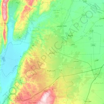 Idlib topographic map, elevation, terrain