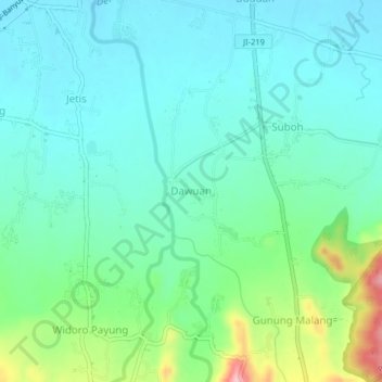 Dawuan topographic map, elevation, terrain
