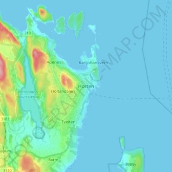 Horten topographic map, elevation, terrain