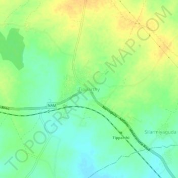 Tipparthy topographic map, elevation, terrain