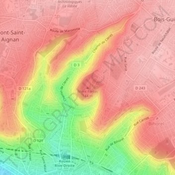 Mont Fortin topographic map, elevation, terrain