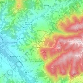 Pizzocorno topographic map, elevation, terrain