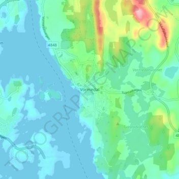Vormedal topographic map, elevation, terrain