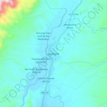 Juchipila topographic map, elevation, terrain