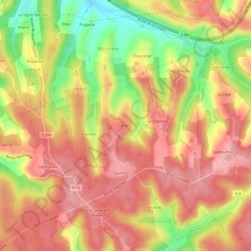 Pratz topographic map, elevation, terrain