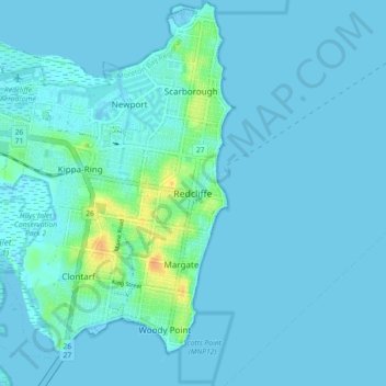 Redcliffe topographic map, elevation, terrain