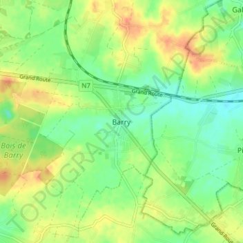Barry topographic map, elevation, terrain