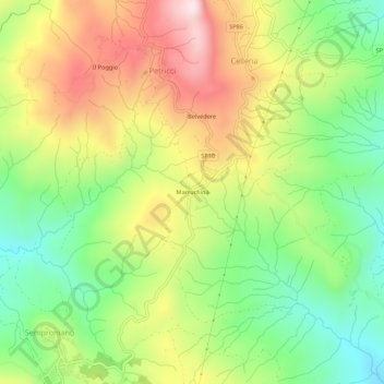 Marruchina topographic map, elevation, terrain