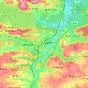 Pleinfeld topographic map, elevation, terrain