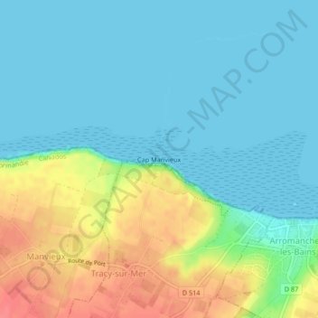 Cap Manvieux topographic map, elevation, terrain