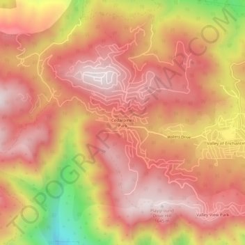 Cedarpines Park topographic map, elevation, terrain