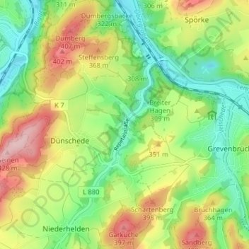 Röllecken topographic map, elevation, terrain
