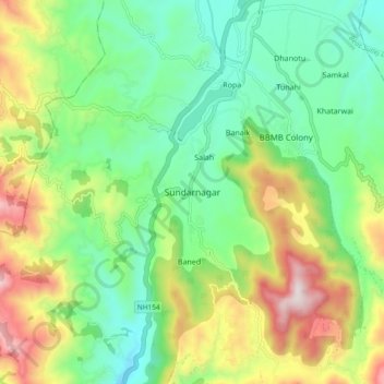 Sundarnagar topographic map, elevation, terrain