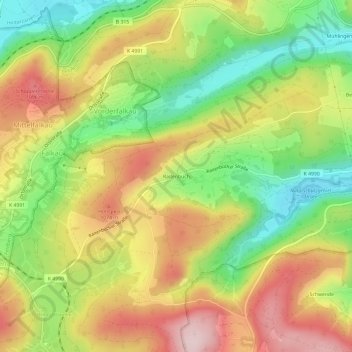 Raitenbuch topographic map, elevation, terrain