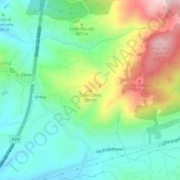 Colle Cario topographic map, elevation, terrain