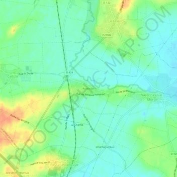 Pontmort topographic map, elevation, terrain