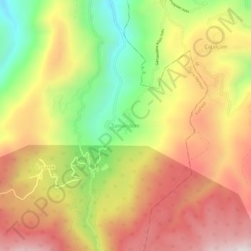 Samandere topographic map, elevation, terrain