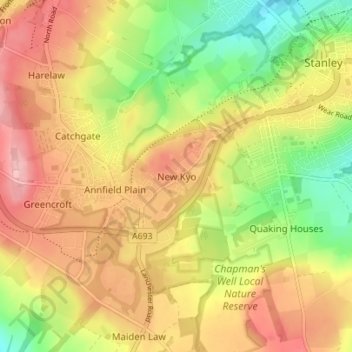 New Kyo topographic map, elevation, terrain