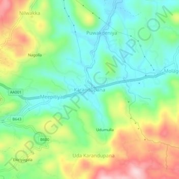 Karandupana topographic map, elevation, terrain