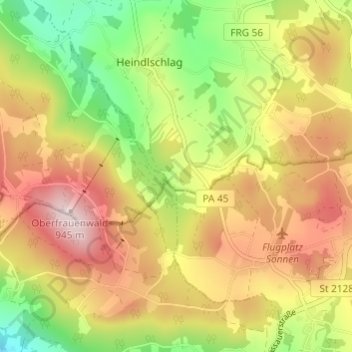 Vorderau topographic map, elevation, terrain