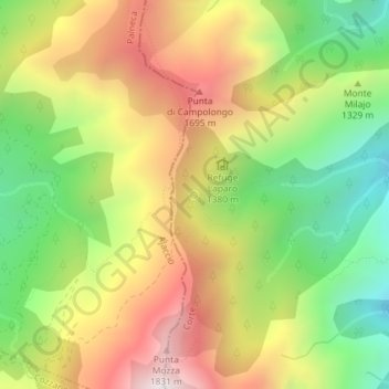 Source d'Acques Suprane topographic map, elevation, terrain