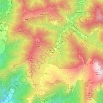 Acquafredda Superiore topographic map, elevation, terrain